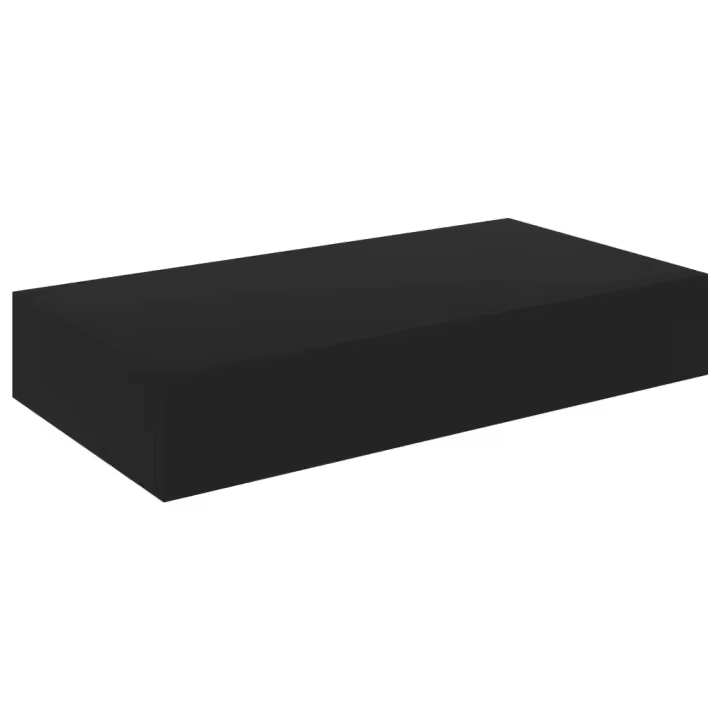 vidaXL Estante flotante de pared con cajón negro 48x25x8 cm, 80x25x8 cm, Mueble Almacenaje Estantería para Oficina, Estudio, Dormitorio Estantería/Librería/ mueble de Almacenamiento - 1
