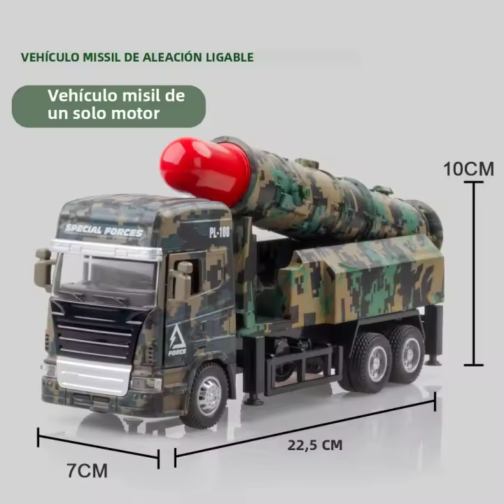 Modelo De Camión De Lanzamiento De Misiles Militares a Escala 1:32 Con Sonido Y Luz Vehículo De Metal Para Niños Juguetes Regalo Con Función Retroalimentada - 1
