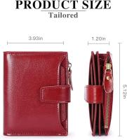 Monedero pequeño y compacto de cuero con bloqueo RFID para mujer, con bolsillo con cremallera y ventana para identificación - details 1