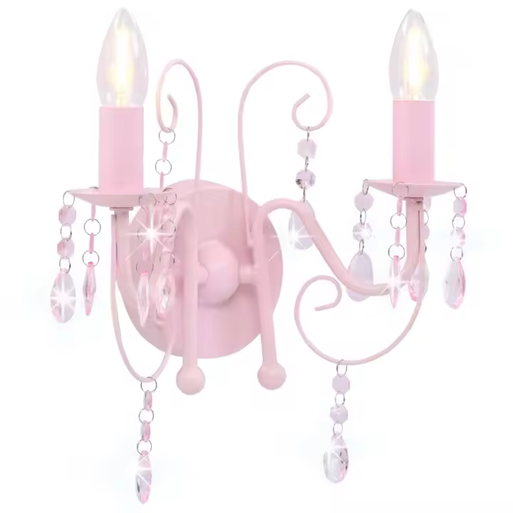 vidaXL Lámpara de Pared con Cuentas 2 Bombillas E14 Antiguo Iluminación Color Blanco,  Rosa, y mas - 1
