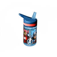 Marvel - Botella cantimplora 400ml con pajita integrada para niños, ideal para colegio y parque, diseño Avengers resistente y fácil de limpiar - details 0