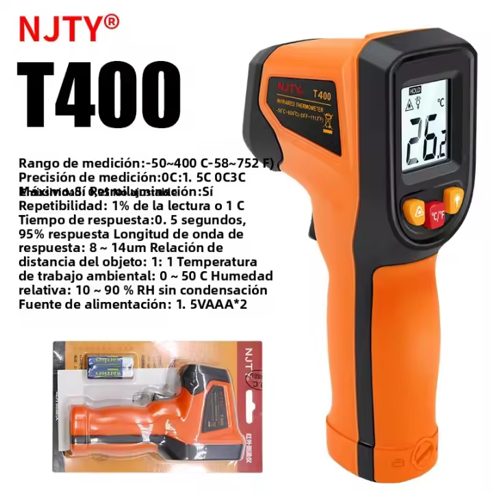 Termómetro Digital Infrarrojo No Contacto Con Luz Alarma Medidor De Temperatura Láser Pyrometer Imager Higrómetro Para Industrial - 1