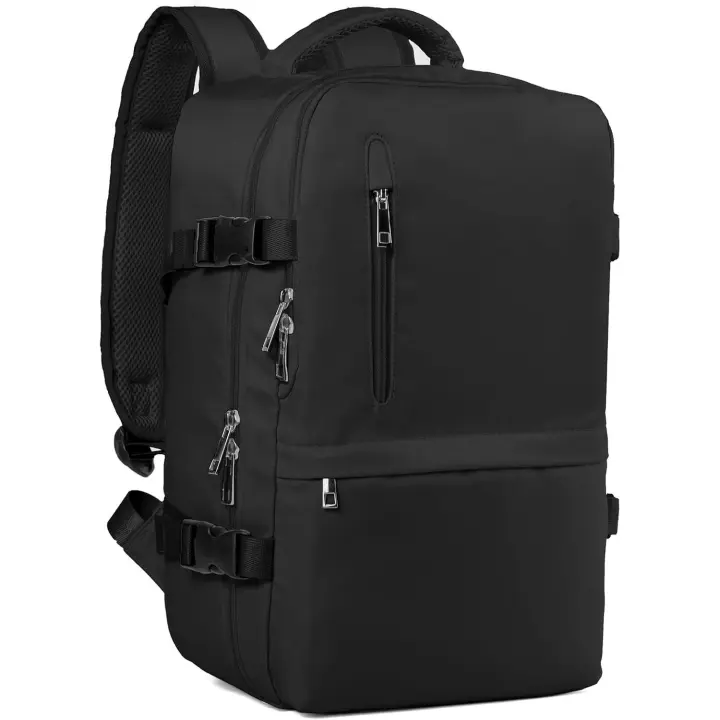 Mochila de viaje de cabina de avión 40x20x25 Mochila de cabina para Ryanair 40x20x25 Maletas de viaje Mochilas de cabina 40x20x25 Mochila de viaje de cabina 20L con agujero de carga y bolsillo antirrobo, negro - 1