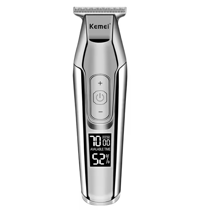 Kemei 5027 Cortacabello Para Barbero Sin Cable Corte Cercano Para Líneas Y Afeitado Seco Pantalla LCD Trimmer De Cabello Con Cuchilla De Titanio - 1
