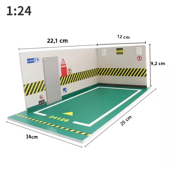 Exhibidor De Coches De Acción Miniatura 1:32 1:24 Diorama Garage Para Modelo De Coche De Juguete Escenario De Estacionamiento PVC Simulación - 1