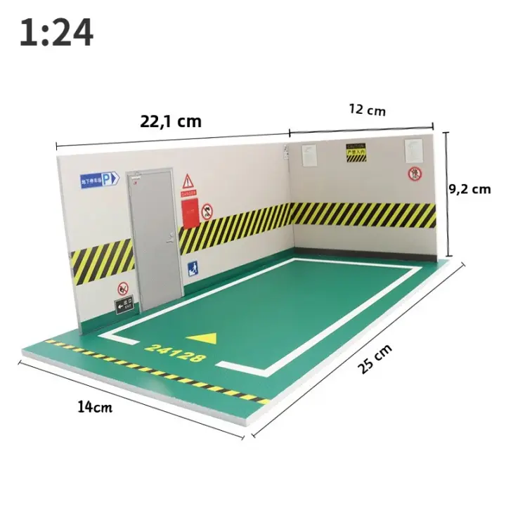 Exhibidor De Coches De Acción Miniatura 1:32 1:24 Diorama Garage Para Modelo De Coche De Juguete Escenario De Estacionamiento PVC Simulación - 1