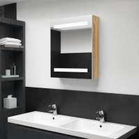 vidaXL Armario de baño con espejo LED blanco brillante 50x14x60 cm en color Blanco brillo/Negro brillo/Gris brillo y más | almacenamiento funcional diseño moderno para baño dormitorio sala - details 5