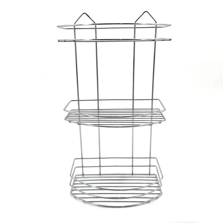 Estantería de acero cromado, Soporte ,Cesta de baño ducha ORGANIZADOR de 3 niveles, cromado, tamaño 25x45x15cm - 1
