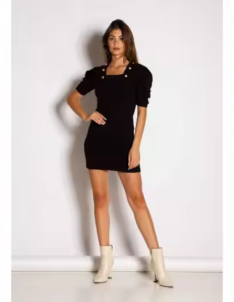 Vestido Jaimé negro botones escote - 1