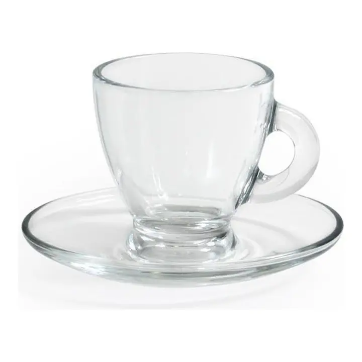 LAV - SET DE 6 TAZAS 95CC CON PLATO ESPRESSO ROMA - Set Tazas Café Elegante y Funcional - Set Tazas Café Perfecto para Regalar - Set Tazas Café de Porcelana de Alta Calidad - Set Tazas Café para Disfrutar del Mejor Aroma y Sabor - 1
