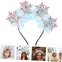 Diadema Navideña Diadema De Nieve Plateada Toque De Navidad Diadema De Copos De Nieve Para Niña Diadema Para Fiesta De Navidad Diadamas Navideñas Rosa Saludador - details 0