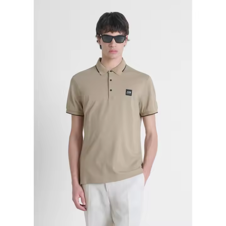 Polo Regular Parche Logo Beige Morato - 1