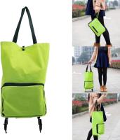 1 pieza verde plegable bolsa de carrito plegable, carrito de compras de supermercado, impermeable práctica bolsa de compras, carrito de la compra, bolsa de tela Oxford portátil - details 3