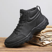 Zapatos De Correr Para Hombre Antideslizantes Hechos a Mano En Cuero Casual Botas De Tobillo Transpirables Zapatillas De Caminar Con Cordones Ligeros - details 1
