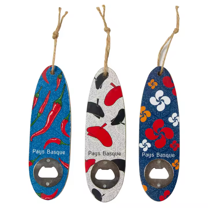CAPRILO REGALOS & DECORACIÓN Lote de 3 Prácticos Abridores Botellas "Tablas Surf con Dibujos" Surtidos. Destapadores. Decoración. Regalos Originales. Detalles de Bodas, Comuniones, Bautizos, Cumpleaños. 6 x 1 x 20 cm - 1