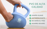 ManiBoom Pesas Rusas PVC SUAVE 2 kilos 3kg 4kg 5kg 6kg 8kg 10kg 12kg - Pesa Rusa Kettlebell Relleno de Arena de Hierro INSONORIZADO con Agarre Grueso ANTIDESLIZANTE - Protege el Suelo - details 0