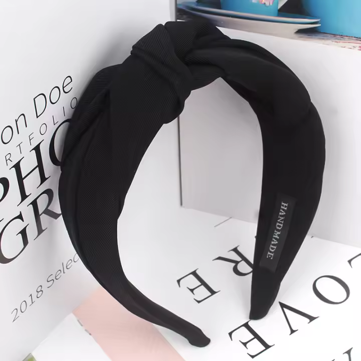 Nueva Moda Headband Para Mujer Color Sólido Ancha Con Nudo Lateral Turban Casual Accesorio De Cabello Para Adultos - 1