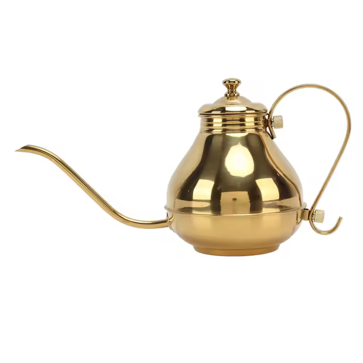 Tetera de café de acero inoxidable, tetera de goteo de café de boca fina dorada para té de Kung Fu casero - 1