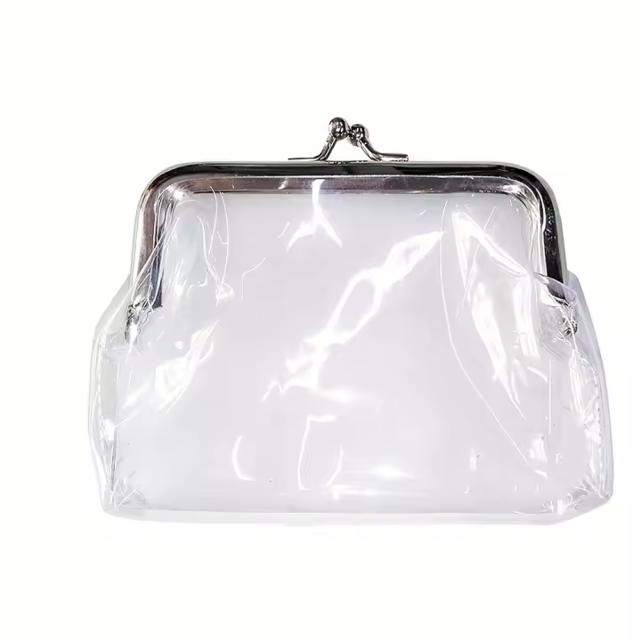 Bolso De Cosméticos Retro Transparente 1pcs Mini Bolso Portátil Para Monedas Y Maquillaje Para Mujeres Con Hebilla De Seguridad - 1