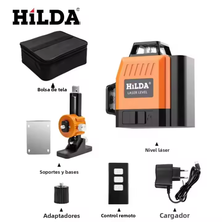 Nivel De Láser HILDA Mini 12 Líneas 3D Auto-nivelación 360 Grados Horizontal Y Vertical Cruzado Super Potente Haz De Láser Verde Portátil Línea - 1