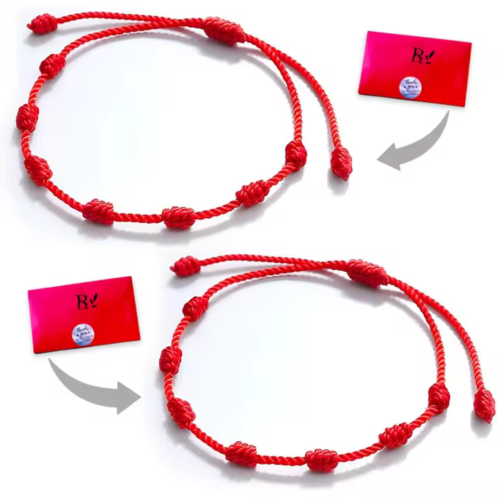 Pulsera 7 Nudos Roja ( Pack de 2 Unidades ) Original Contra el Mal de Ojo y Proteccion Hechas a Mano - Amuleto Hilo rojo para Hombre Mujer Parejas y Amistad - Pulseras de la Buena Suerte Kabbalah - Pulsera 7 Chakras - OFERTA Primavera / Verano 2024 BARKAT - 1