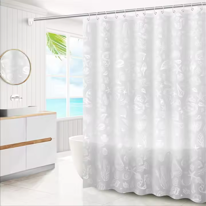Cortinas de ducha, cortina para baño, cortinas de tela impermeable gruesa, impermeable y a prueba de moho tela baño Curtain-180x200 cm (Seashell) - 1