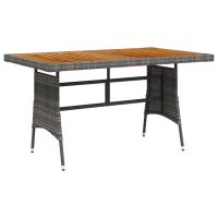 vidaXL Mesa de jardín ratán PE y acacia maciza 130x70x72 cm en color Gris/Negro | estructura resistente ideal para salón dormitorio o estudio - details 0