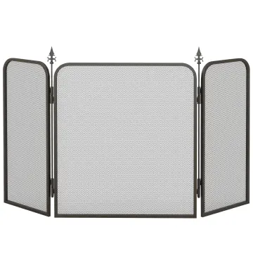 Protector De Chispas Para Chimenea LIFEZEAL | Con Puertas Correderas, 89x33x72 Cm | Malla Metal Negra, 4 Paneles