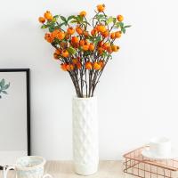 Rama De Pimienta Con Hojas Y 9 Cabezas De Pomegranato Falsas Rojas Y Naranja Para Decoración De Jardín Y Hogar Material De Seda - details 18