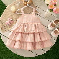 Vestido De Verano Para Bebé Niña Con Lazo Y Diseño De Multicapa Vestido Casual Princesa Con Cuello Halter Sin Mangas Largo De Pierna Poliéster Talla True Fit - details 13