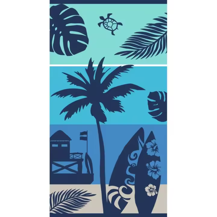 Toalla Velours Jacquard Playa, 100% Algodón, Multicolor, Sun&Surf, 90x170 cm - 1