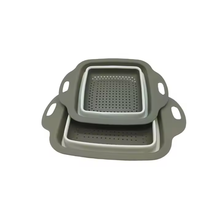 picolar 2 Piezas Coladores de Silicona Plegable, Cesta de Drenaje, Coladores de Alimentos, Coladores de Cocina Plegable con Asa para Escurrir Frutas y Verduras Pasta - - 1