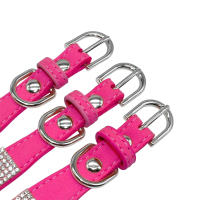 Collar De Cuero Suave Rosa Para Perros Y Gatos Ajustable Con Rhinestones Didog Adecuado Para Pequeños Y Medianos Animales XS S M Chihuahua - details 3