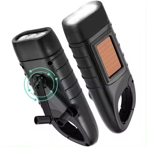 linternas de manivela, linterna LED recargable con dinamo y luz de manivela, linterna de manivela de emergencia para apagones de energía en campamentos al aire libre - 1