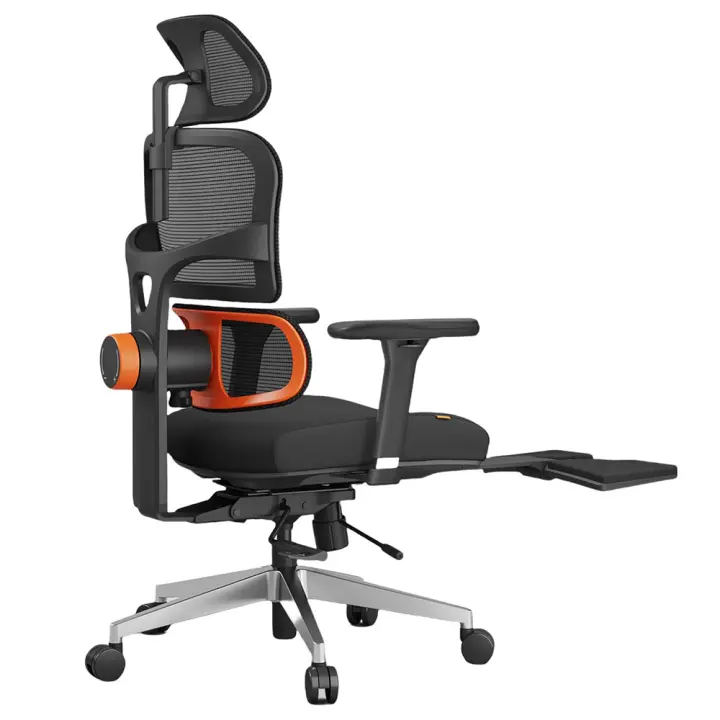NEWTRAL NT002 Silla Ergonómica con Soporte Lumbar Adaptable y Reposapiés, Respaldo Ajustable en 4 Ángulos de Reclinación, Reposabrazos, Reposacabezas, 5 Posiciones de Bloqueo, Base de Aleación de Aluminio - Versión Pro - 1