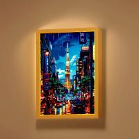 Lámpara De Noche LED En Forma De Luna Para Decoración Del Hogar Y Regalos Amigos Estilo Ciudad Tokyo Japan Fotografía Enmarcada Luz De Pintura - details 1