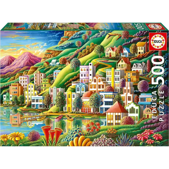 Educa - Puzzle de 500 Piezas  Puerto Escondido. Incluye Pegamento Fix Puzzle. Medida  una Vez montado: 48 x 34 cm. - 1