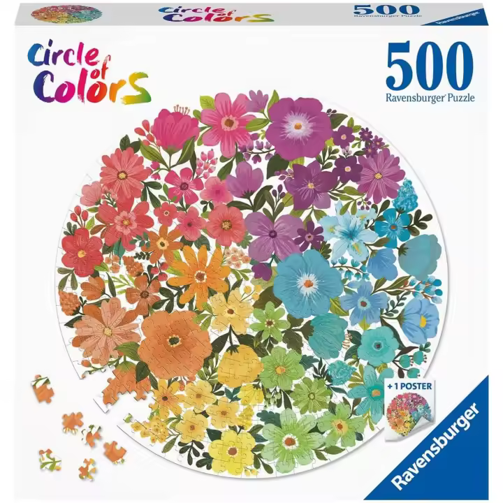Ravensburger - Puzle Circular - Circle of Colors Flores. 500 piezas - 1