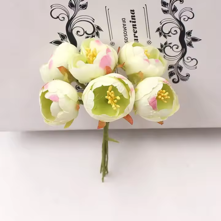 6/18 Piezas De Flores Artificiales De Rosa De Té Para Decoración De Bodas Y Manualidades Accesorio De Flor Para Scrapbooking Y Wreath - 1