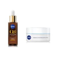 Nivea PACK - Serum doble acción Q10 anti-arrugas expert  30ml + Crema de Día Refrescante con Protección Salar Factor30 - 50ml. - details 1