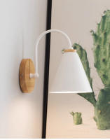 Lámpara De Pared Nórdica En Madera Sólida Luz Creativa De Macarón Moderna Para Dormitorio Y Sala De Estar E27 Sin Bombillas Incluidas - details 4