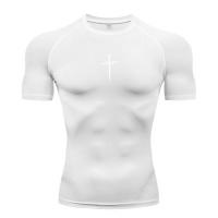 Camiseta De Compresión Con Estampado De Cruz Para Hombres Entrenamiento En El Gimnasio Ropa Deportiva De Secado Rápido Camiseta Delgada Para Correr - details 3