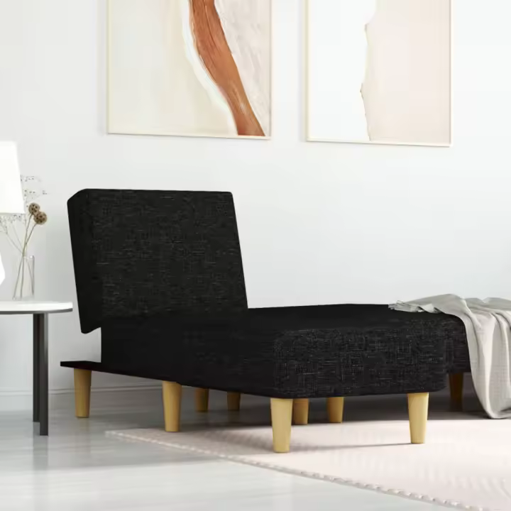 vidaXL Sofá diván de tela negro - 1