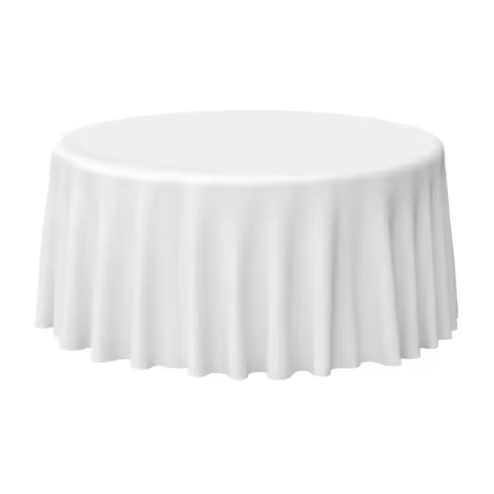 Mantel Redondo De Seda Blanco Resistente a Vuelcos Y Arrugas Poliéster Para Boda Fiesta Comedor Decoración De Mesa - 1