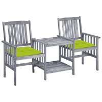 vidaXL Sillas de jardín con mesita y cojines madera maciza acacia en color Taupé/Crema/Verde y más | cómodas modernas ergonómicas para comedor cocina salón hogar - details 7