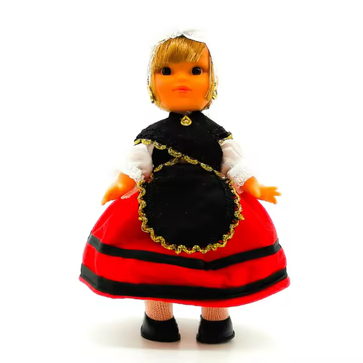 Muñeca regional Asturiana Folk Artesanía original colección 25 cm.vestido típico Asturias, fabricada en España. - 1
