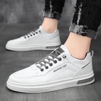 Zapatos Casuales Para Hombre Blancos Transpirables Moda Tenis Andar Conducir Patineta Plataforma Antideslizante Cuero Artificial - details 7