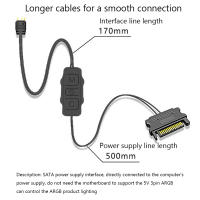 Cable De Extensión ARGB 5V 3PIN a SATA Para Controlador RGB Sync De Ventilador De PC Color Negro Material ABS Tamaño 46x22x9.5mm - details 13
