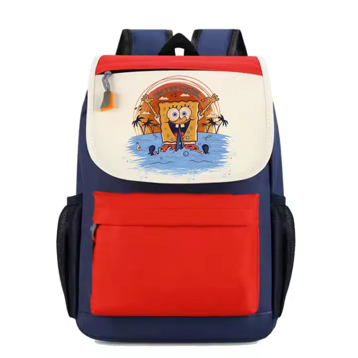 Mochila Bob Esponja. Patricio. Calamardo. Krabs. Gary. Larry. Varios colores. Ideal para la escuela. Colegio. Senderismo. Excursiones. Multiples bolsillos - 1