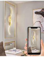Lámpara De Pared LED Moderna Para Dormitorio Y Sala De Estar Luz De Noche Dorada Con Fuente De Luz LED Decoración Para Hogar Y Sofa - details 26